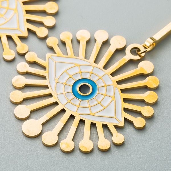 

eye pattern women earring hip hop lady pendant stud classic blue devil eye hollow long fringe earrings jewelry, Silver