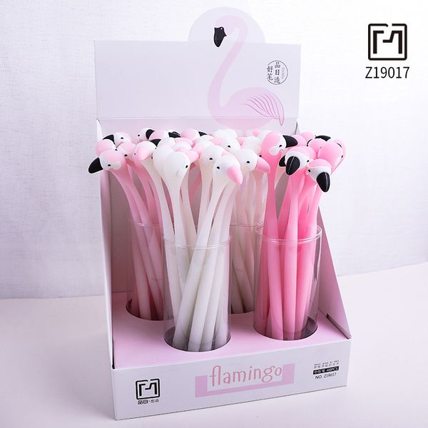 

48 pcs gel pens cartoon cute flamingo black gel ink pens for writing cute stationery office school supplies 0.5mm