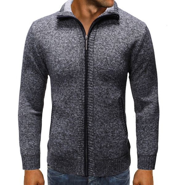 

lasperal new mens fleece sweate autumn winter warm cashmere dress slim fat wool zipper casual sweater men knitted coat, White;black