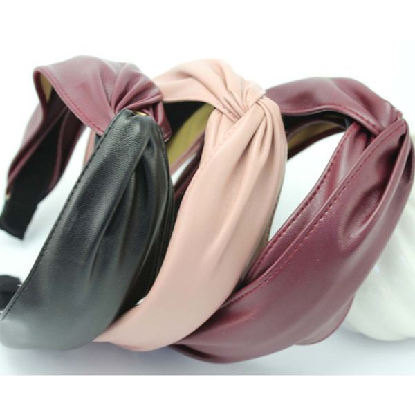 

2019 vintage women's hairband leather cross knot hair accessories for wholesale headwear women