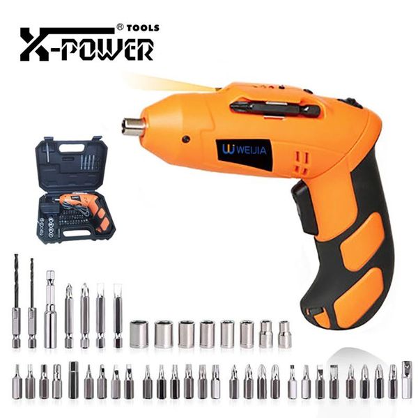 

x-power 4.8v mini electric screwdriver set eu plug chargeable battery operated cordless drill power tools led light for home diy