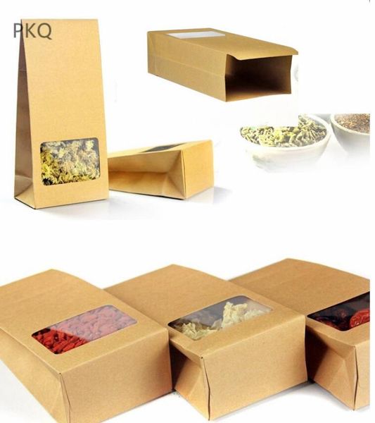 

30pcs kraft paper box with clear window packaging bag coffee box baking gift
