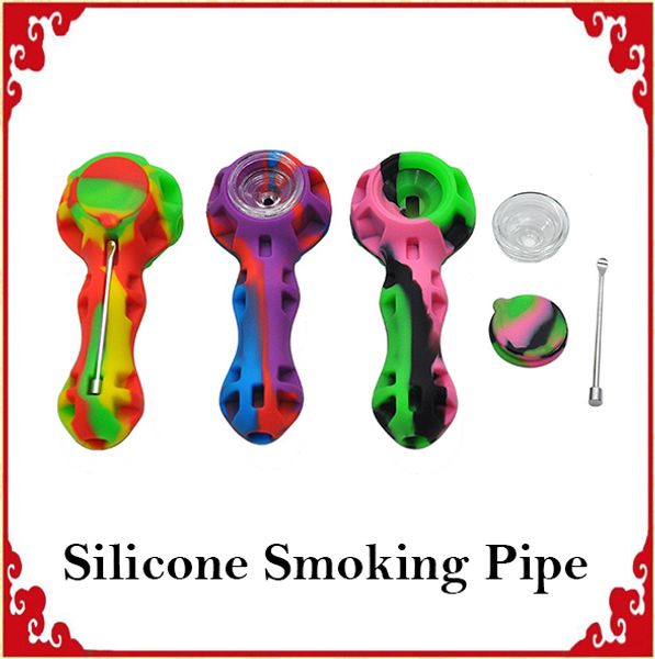 

Силиконовая курительная трубка Ручная ложка для труб Кальянные бонги multi Colours силиконовые масляные мазки с мазком 0266155-2