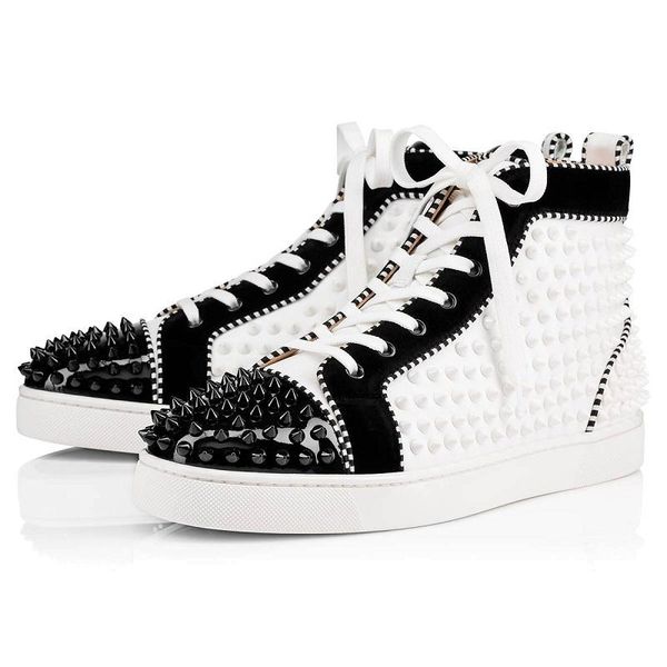 

2020 designer shoes men women fashion spike sneakers black red white blue leather suede graffiti flat bottoms luxury casual size 36-47 t10