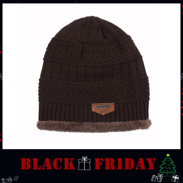 

wholesale skullies fashion labeling wool hat autumn winter plus velvet warm men knit hat women outdoor hooded wild curling