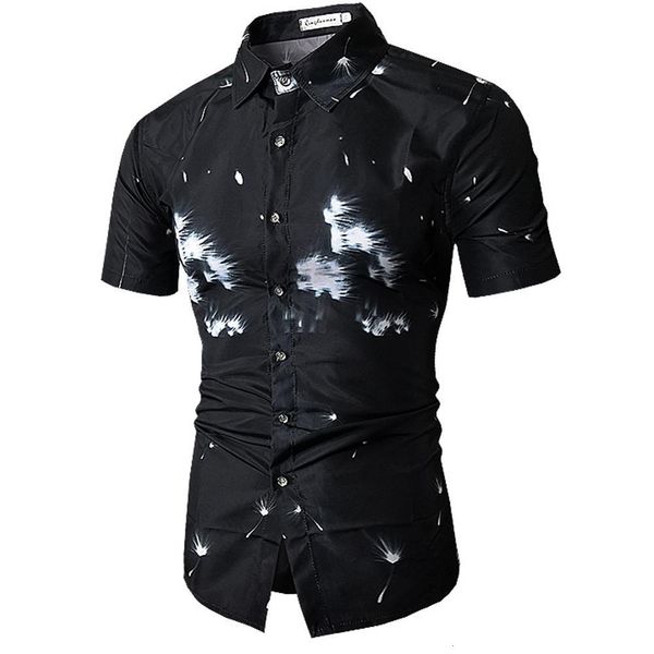 

new fashion men's shirts, tight, short sleeves, flower shirts, men's clothing, trends, big size, leisure flower shirts, White;black
