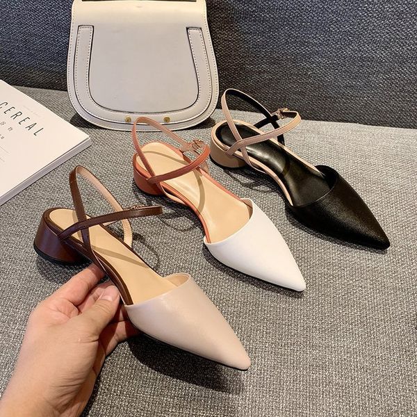 

women sandals spring buckle strap low-heeled shoes for women ankle strap heels summer fashion platform shoes square heel, Black