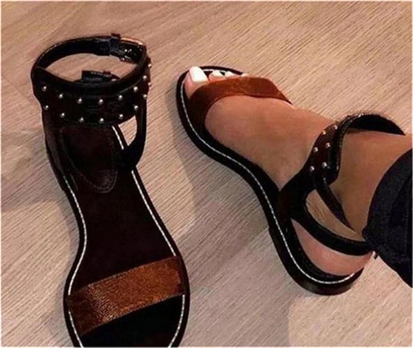 

print leather nomad sandal non-slip gladiator outsole perfect flat plain coof77 slippers pumps flatsandal summer casual sandals, Black