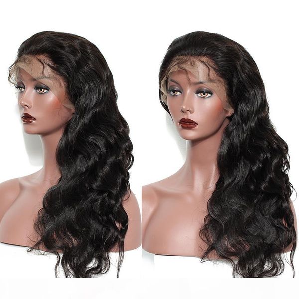 

msjoli full lace wigs body wave human hair brazilian peruvian malaysian indian body wave lace front human hair wigs with baby hair, Black;brown