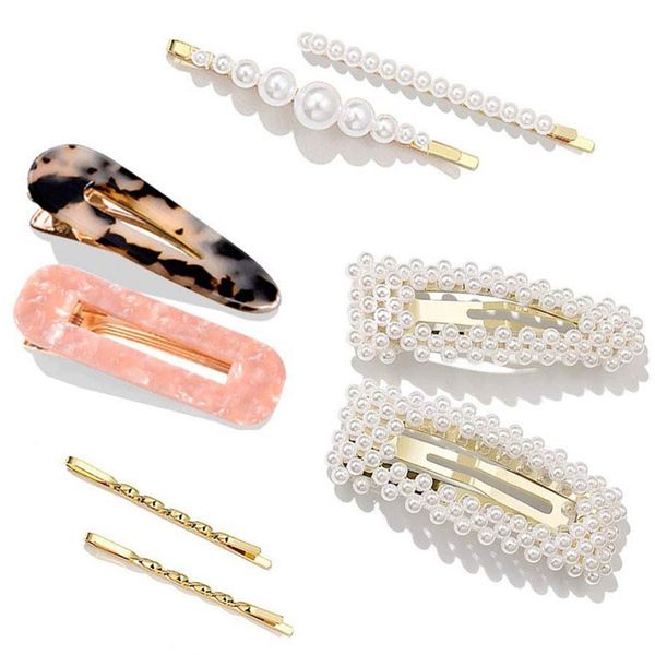 

22pcs pearl hair clips for women girls hair clips acrylic resin hair barrettes fashion sweet hairpins for for party wedding dail, Golden;white