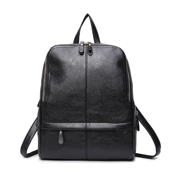 

2018 new girl shoulder bag vintage fashion wild casual soft leather mini backpack solid female bag red blue black