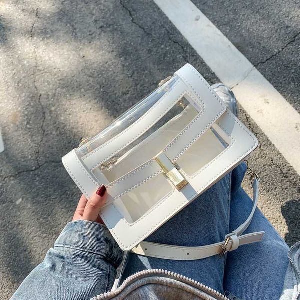 

axukes bag female 2020 summer new transparent high-quality pu leather fashion wild shoulder messenger bag travel purse