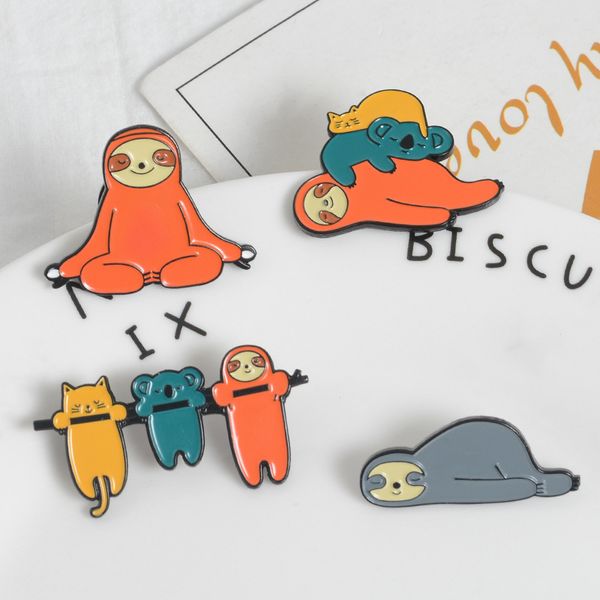 

fashion enamel funny cats brooches pins button shirts lapel corsage badge for women men jewelry ing, Gray