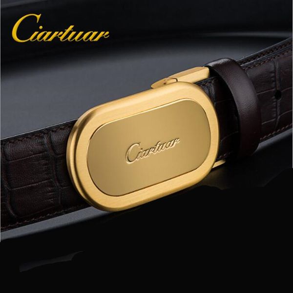 

new luxury business oval solid copper smooth buckle belt korean high-end men's belt leather with retail gift box set delivery, Black;brown