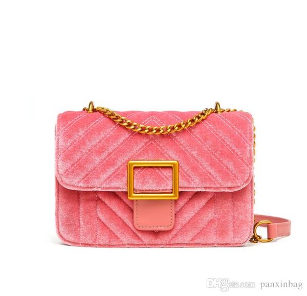 

summer 2019 new retro linger velvet bag girl square bag chain slant bag
