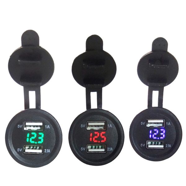 

dual usb motorcycle cigarette lighter socket car cigarette lighter charger socket charger+led digital voltmeter meter monitor