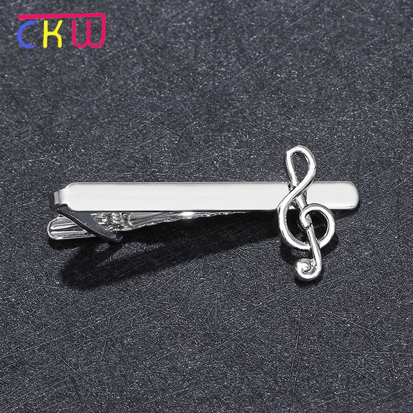 

ckw 1 pcs fashion silver alloy music character tie clip for men or women gifts business tie pin delivery, Silver;golden