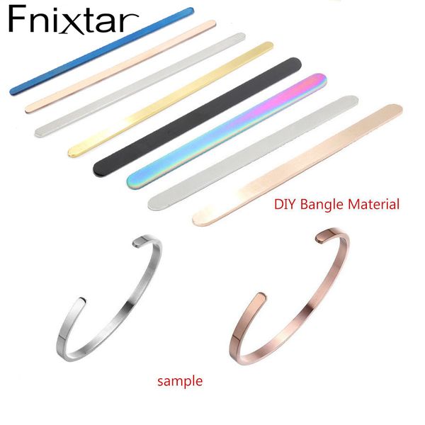 

fnixtar diy c open cuff bangle material mirror polished stainless steel rectangle blank charm 1/4 *6in (6x152mm)10pcs/lot, Bronze;silver