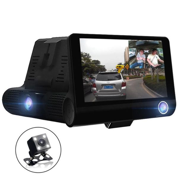 

car dvr 2 in 1 three cameras lens 4 inch screen dash cam recording rear video recorder mobile speed detectors