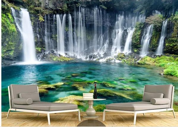

modern living room wallpapers green landscape simple beautiful waterfall background wall
