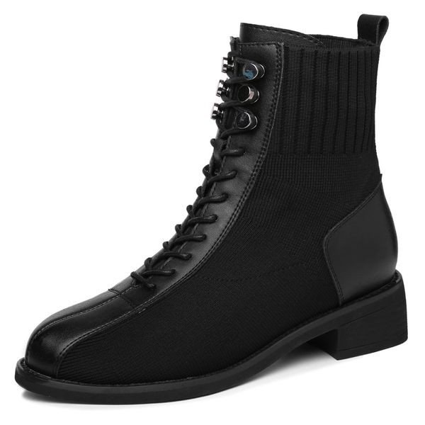 

fashion rivet women ankle boots black shoes genuine leather air mesh women shoes short plush warm winter boots 3-108