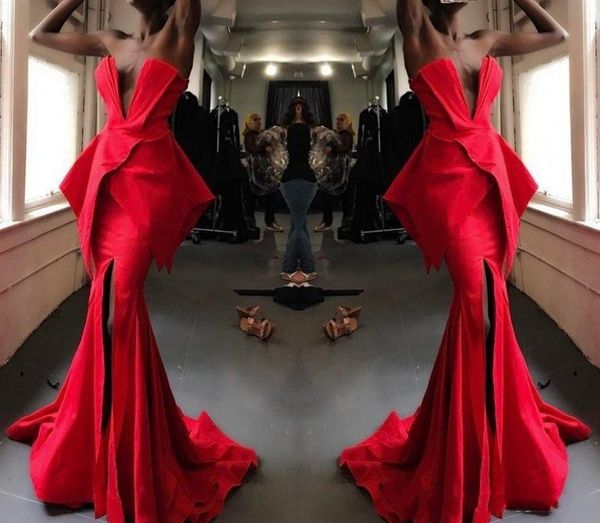 

red mermaid african black girl prom dresses long