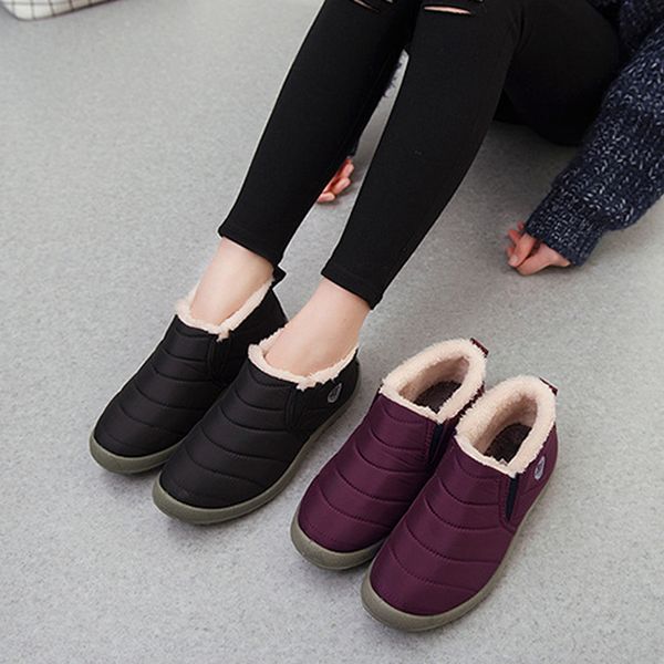 

big size 35-44 plush women shoes winter couple snow boots warm fur casual boots women slip on mother winter shoes wsh3139, Black