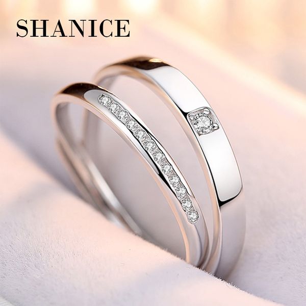 

shanice new cz 925 sterling silver open couple ring men & women finger promise for lovers love band wedding engagement jewelry