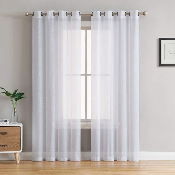 

cdiy solid white tulle curtains for living room bedroom kitchen yarn sheer curtains voile window treatments finished