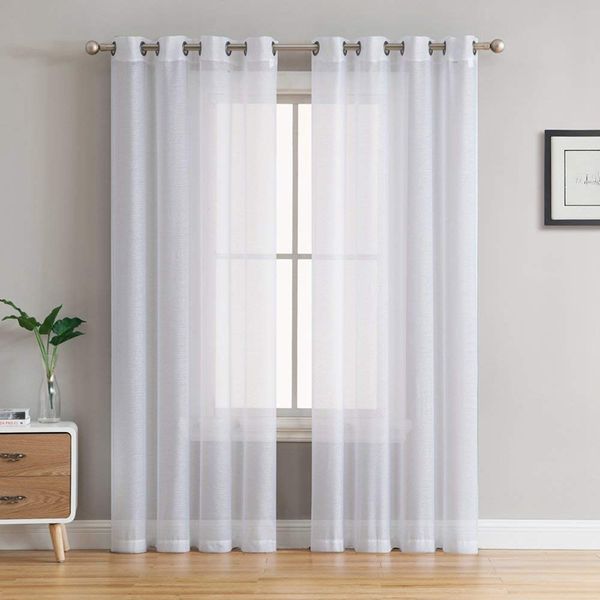 

cdiy solid white tulle curtains for living room bedroom kitchen yarn sheer curtains voile window treatments finished