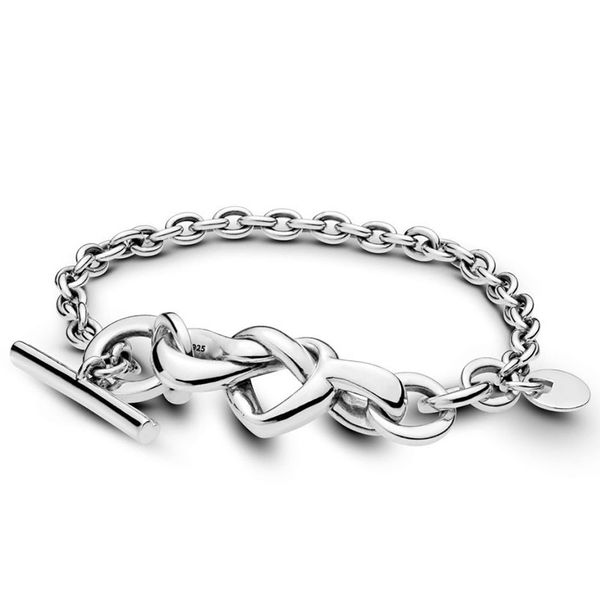 

bracelet knotted heart heart-embellished t-clasp link bracelet, Black