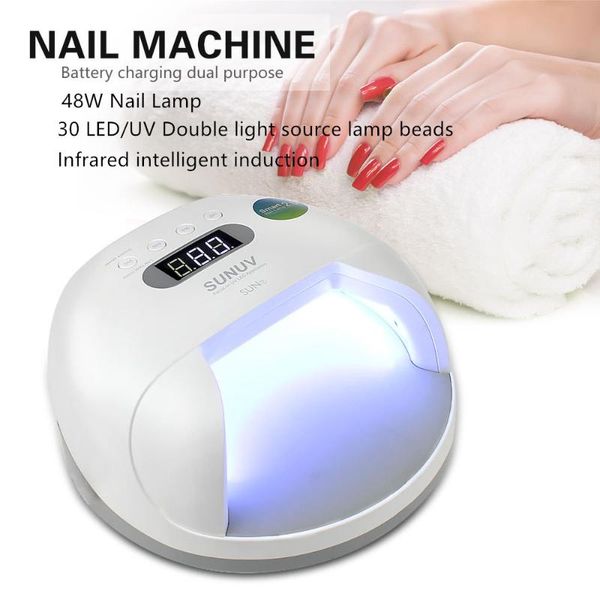 

48w nail lamp infrared intelligent induction 30 led/uv double light source lamp beads intelligent display time