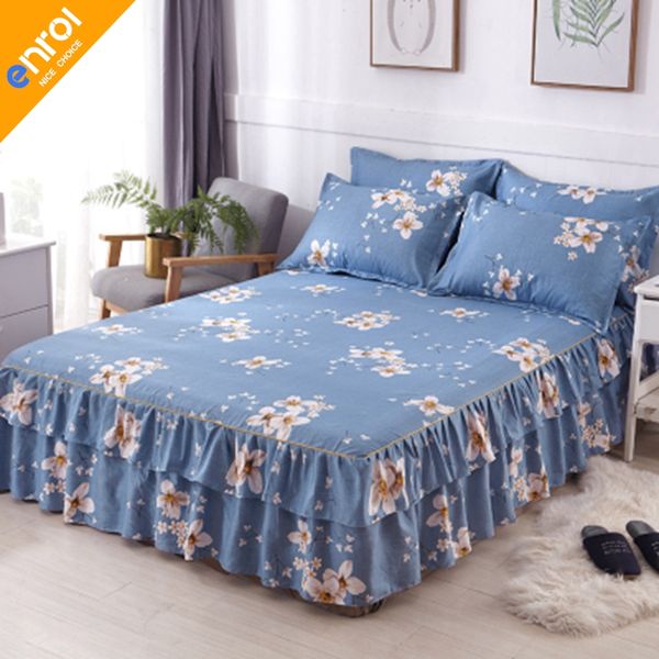 

3pcs floral fitted sheet cover pastoral bed skirt solid bed cover sheets cotton quilted lace bedspread lace sheet