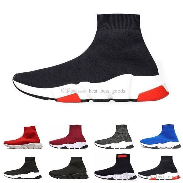

2019 designer men women speed trainer fashion brand luxury sock shoes black white blue glitter flat mens trainers runner sneakers size 36-45