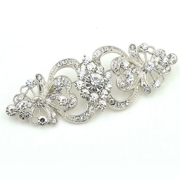 

lovely charming flower jewelry crystal wedding classic brooch pin alloy vintage, Gray