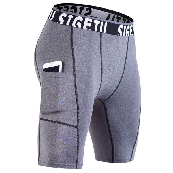 

men bodybuilding shorts fitness workout inseam gyms shorts male muscle alive elastic compression tights, Black