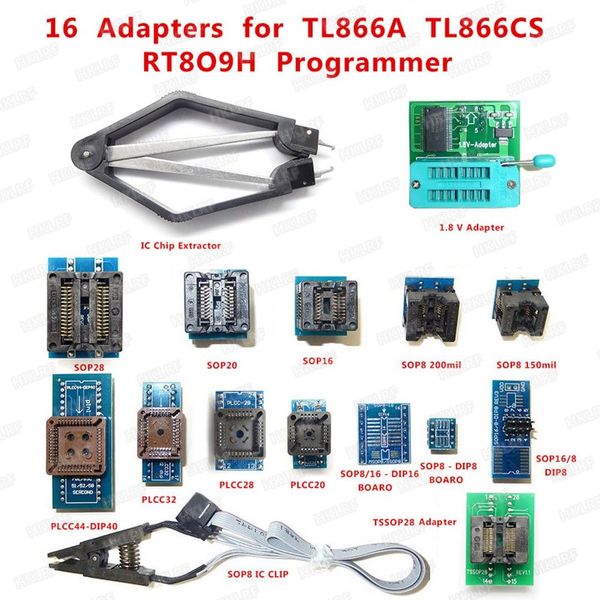 Freeshipping 1.8 V SOP28 SOP8 SOP20 SOP16 PLCC44 32 28 20 IC Extractor 16 ADET Adaptörler TL866CS / A EZP2010 RT809F RT809H programcı için Soketler