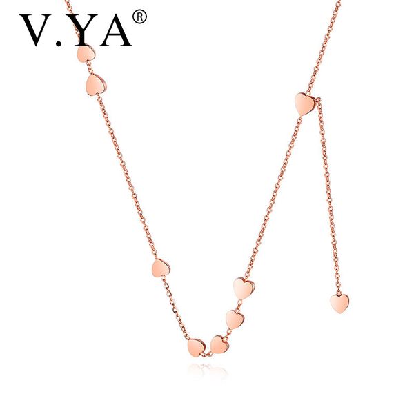 

v.ya simple stainless steel clavicle chain necklace love pendant female rose gold titanium steel necklaces for women jewelry, Silver