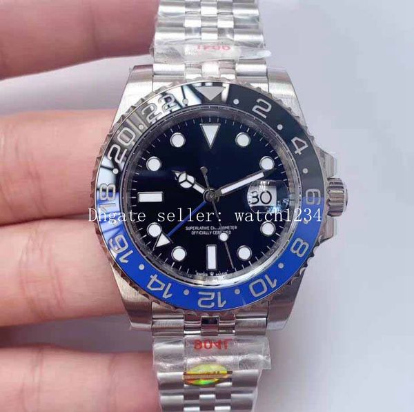 

men's 40mm v10 swiss luxury super n factory ceramic bezel automatic cal.3285 movement 904l steel jubilee bracelet gmt batman watches, Slivery;brown