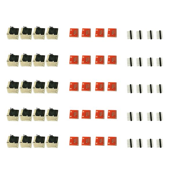 

20x rj45 8-p pin connectors with breakout board adapter for ethernet jacks