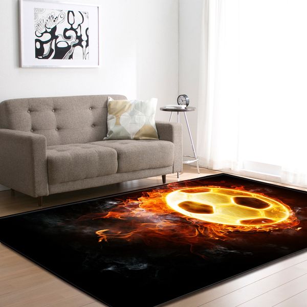 

3d burning soccer mats bedroom playroom living room boys gift room decoration football carpets area rug flannel rugs and carpet