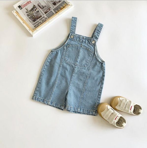 

2020 new girls boys denim overalls summer fashion kids jean shorts 2-7t qh117, Blue