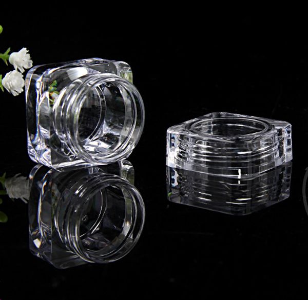 

600pcs 5ml 5g clear square cosmetic empty jar pot eyeshadow makeup face cream container bottle acrylic for creams skin makeup tool