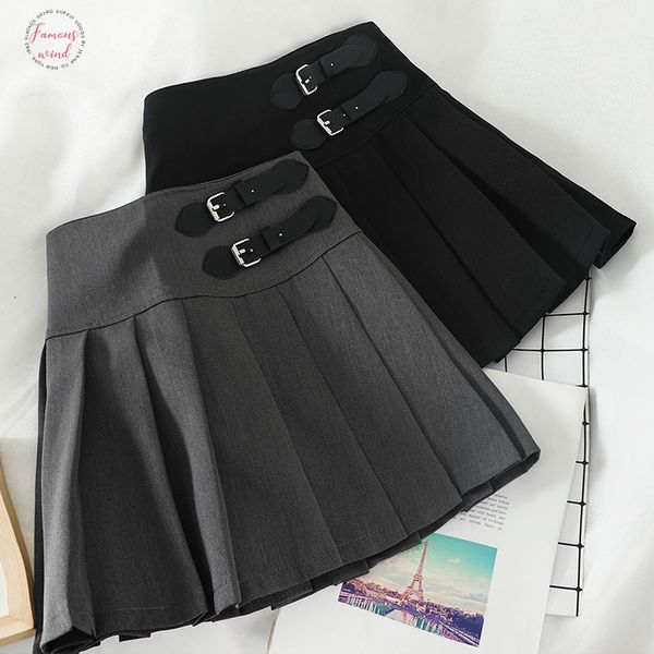 

women bandage skirts grey pleated mini skirts polyester spring a line mini wide leg saches cargos skirts 2020 spring sexy, Black