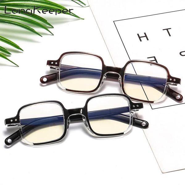 

longkeeper anti blue light glasses frame women men rectangle retro spectacles transparent lens computer protection eye glasses, White;black