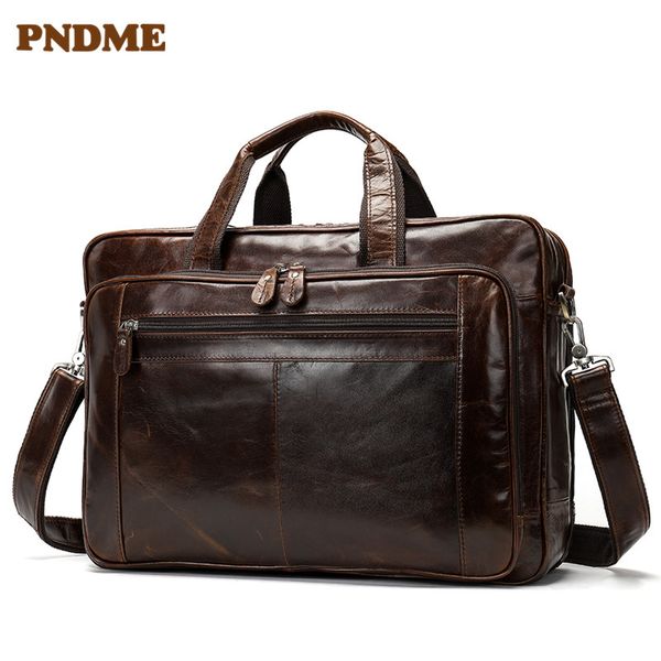 

men's vintage coffee tote tote layer leather large capacity briefcase