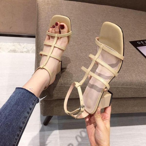 

high heel sandal for women female sandals fashion womens shoes 2020 block heels open toe heeled ladies chunky comfort, Black