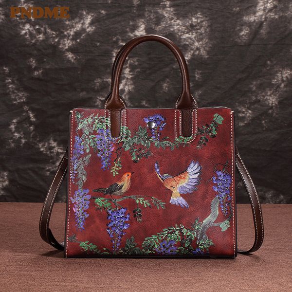 

pndme luxury first layer cowhide shoulder diagonal bag for ladies vintage fashion embossed genuine leather women's handbag