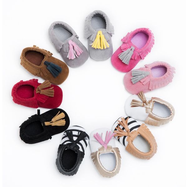 

newborn baby boy girl pu suede moccasins soft shoes fringe soft soled first walker