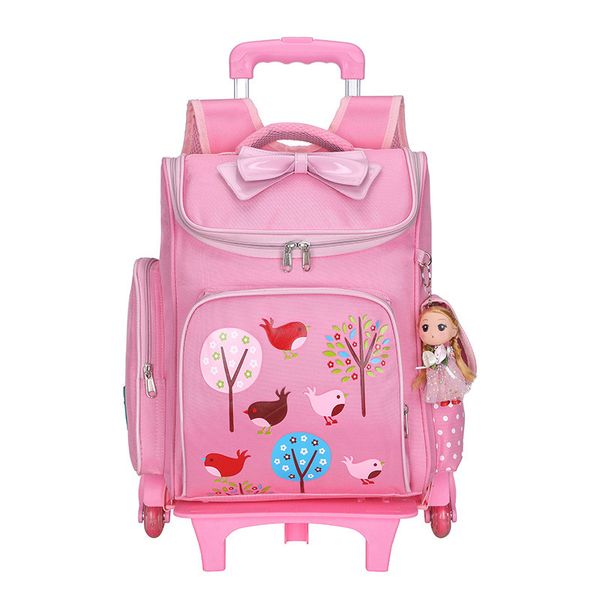 

new removable children school bags 2/6 wheels for girls bow trolley backpack kids wheeled bag bookbag travel bag mochilas